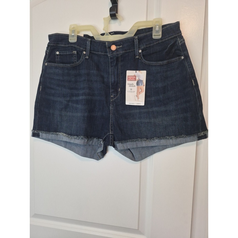 LEVI STRAUSS SIGNATURE Womens High Rise Cuffed Denim Cut Off Jean Shorts 16/W33